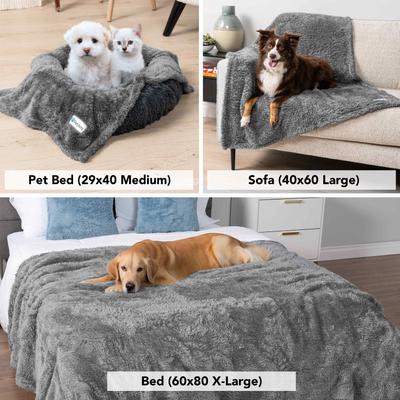 Show full view: PetAmi Fluffy Fleece Cat & Dog Throw Blanket, Gray, Large  slide 5 of 9