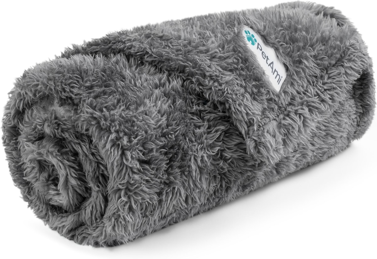 Dog Throw String PETAMI Fluffy Fleece Cat & Dog Throw Blanket, Gray, Small - Chewy.com