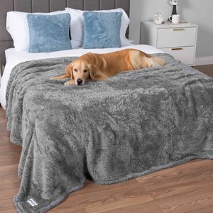 PetAmi Fluffy Fleece Cat & Dog Throw Blanket, Gray, X-Large 