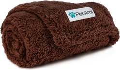 PetAmi Fluffy Waterproof Cat & Dog Blanket, Brown, Small 
