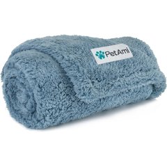PetAmi Fluffy Waterproof Cat & Dog Blanket, Dusty Blue, Small