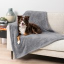 PetAmi Fluffy Waterproof Cat & Dog Blanket, Light Grey, Large