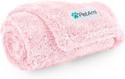 PetAmi Fluffy Waterproof Cat & Dog Blanket, Pink, Small