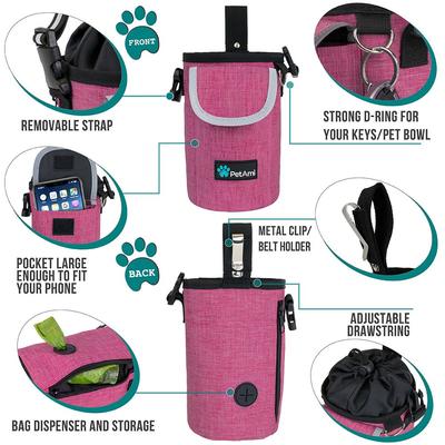 Show full view: PetAmi Front Pocket Dog & Cat Treat Pouch, Pink slide 4 of 9