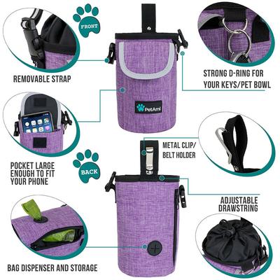 Show full view: PetAmi Front Pocket Dog & Cat Treat Pouch, Purple slide 3 of 8