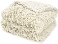 PetAmi Furry Faux Fur Waterproof Cat & Dog Blanket, Beige, Medium 