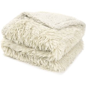 PetAmi Furry Faux Fur Waterproof Cat & Dog Blanket, Beige, Medium 