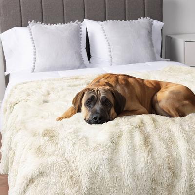 Show full view: PetAmi Furry Faux Fur Waterproof Cat & Dog Blanket, Beige, Queen  slide 7 of 10