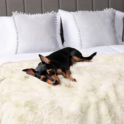 Show full view: PetAmi Furry Faux Fur Waterproof Cat & Dog Blanket, Beige, X-Large  slide 6 of 9