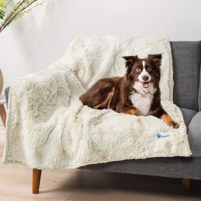 Show full view: PetAmi Furry Faux Fur Waterproof Cat & Dog Blanket, Beige, X-Large  slide 2 of 9