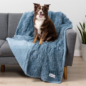PetAmi Furry Faux Fur Waterproof Cat & Dog Blanket, Dusty Blue, Large