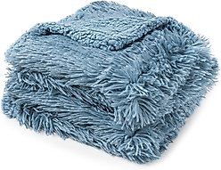 PetAmi Furry Faux Fur Waterproof Cat & Dog Blanket, Dusty Blue, Medium 