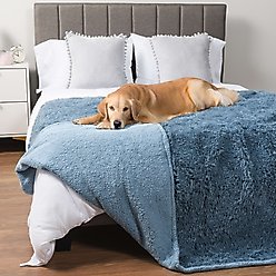 PetAmi Furry Faux Fur Waterproof Cat & Dog Blanket, Dusty Blue, X-Large 