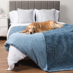 PetAmi Furry Faux Fur Waterproof Cat & Dog Blanket, Dusty Blue, X-Large