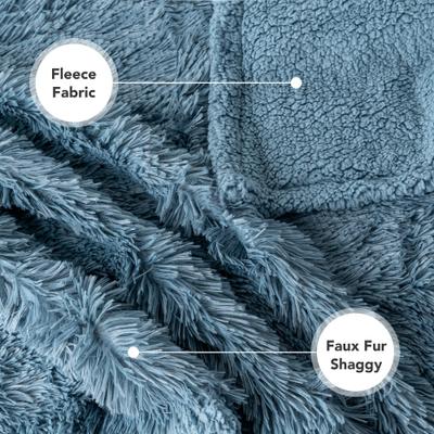 Show full view: PetAmi Furry Faux Fur Waterproof Cat & Dog Blanket, Dusty Blue, X-Large  slide 6 of 10