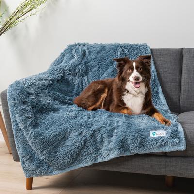 Show full view: PetAmi Furry Faux Fur Waterproof Cat & Dog Blanket, Dusty Blue, X-Large  slide 3 of 10