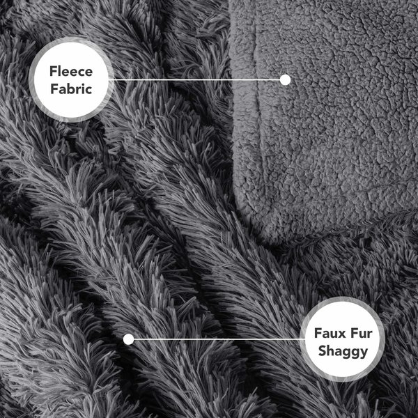 Show full view: PetAmi Furry Faux Fur Waterproof Cat & Dog Blanket, Grey, Medium  slide 5 of 9