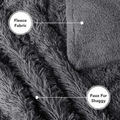 Show full view: PetAmi Furry Faux Fur Waterproof Cat & Dog Blanket, Grey, X-Large  slide 5 of 9
