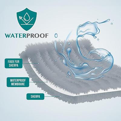 Show full view: PetAmi Furry Faux Fur Waterproof Cat & Dog Blanket, Light Grey, Large  slide 3 of 9