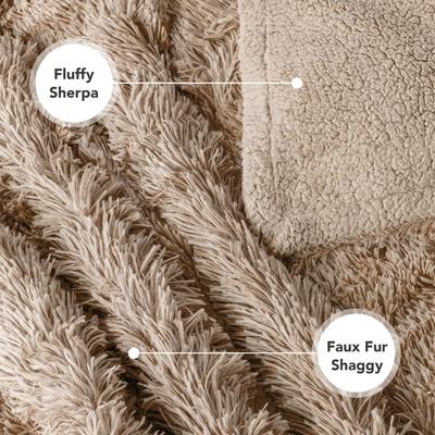 Show full view: PetAmi Furry Faux Fur Waterproof Cat & Dog Blanket, Taupe, X-Large  slide 5 of 9