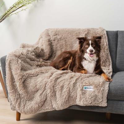 Show full view: PetAmi Furry Faux Fur Waterproof Cat & Dog Blanket, Taupe, X-Large  slide 2 of 9