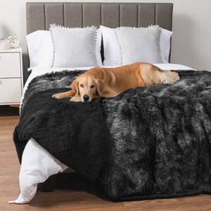 PetAmi Furry Faux Fur Waterproof Cat & Dog Blanket, Tie-Dye Black, X-Large