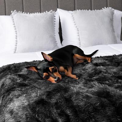 Show full view: PetAmi Furry Faux Fur Waterproof Cat & Dog Blanket, Tie-Dye Black, X-Large  slide 6 of 9