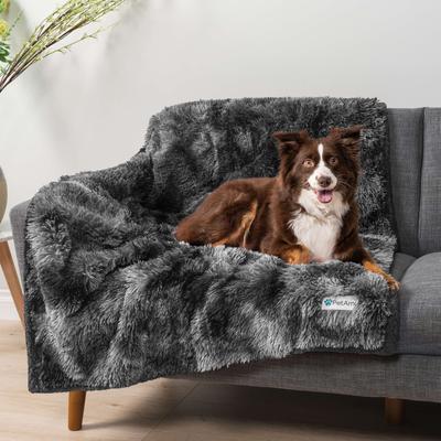 Show full view: PetAmi Furry Faux Fur Waterproof Cat & Dog Blanket, Tie-Dye Black, X-Large  slide 2 of 9
