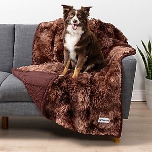 PetAmi Furry Faux Fur Waterproof Cat & Dog Blanket, Tie-Dye Brown, Large 