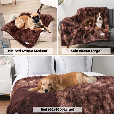 Show full view: PetAmi Furry Faux Fur Waterproof Cat & Dog Blanket, Tie-Dye Brown, Medium  slide 4 of 9