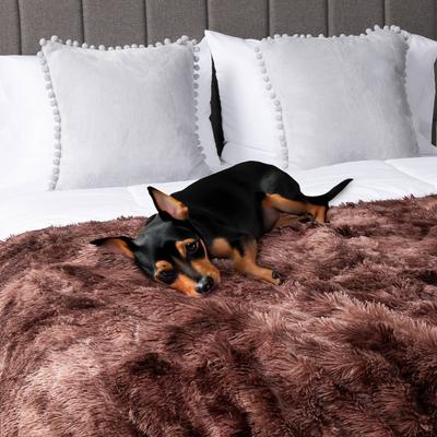 Show full view: PetAmi Furry Faux Fur Waterproof Cat & Dog Blanket, Tie-Dye Brown, Medium  slide 6 of 9