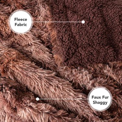 Show full view: PetAmi Furry Faux Fur Waterproof Cat & Dog Blanket, Tie-Dye Brown, Medium  slide 5 of 9