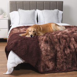 PetAmi Furry Faux Fur Waterproof Cat & Dog Blanket, Tie-Dye Brown, X-Large 