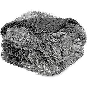 PetAmi Furry Faux Fur Waterproof Cat & Dog Blanket, Tie-Dye Grey, Medium 