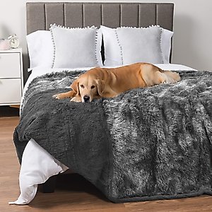 PetAmi Furry Faux Fur Waterproof Cat & Dog Blanket, Tie-Dye Grey, X-Large 