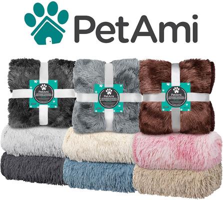 Show full view: PetAmi Furry Faux Fur Waterproof Cat & Dog Blanket, Tie-Dye Pink, Medium  slide 7 of 9