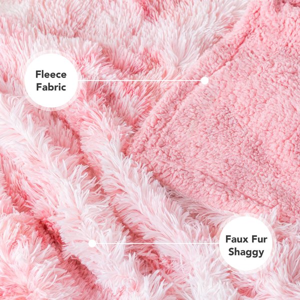 Show full view: PetAmi Furry Faux Fur Waterproof Cat & Dog Blanket, Tie-Dye Pink, Medium  slide 5 of 9