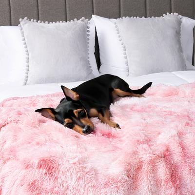 Show full view: PetAmi Furry Faux Fur Waterproof Cat & Dog Blanket, Tie-Dye Pink, Medium  slide 6 of 9