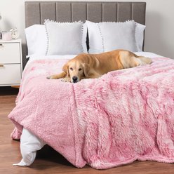 PetAmi Furry Faux Fur Waterproof Cat & Dog Blanket, Tie-Dye Pink, X-Large 