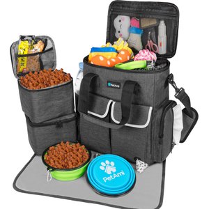 PetAmi Pet Supplies Organizer Tote Dog & Cat Travel Bag, Charcoal
