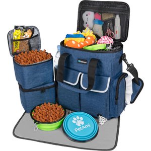 PetAmi Pet Supplies Organizer Tote Dog & Cat Travel Bag, Heather Navy