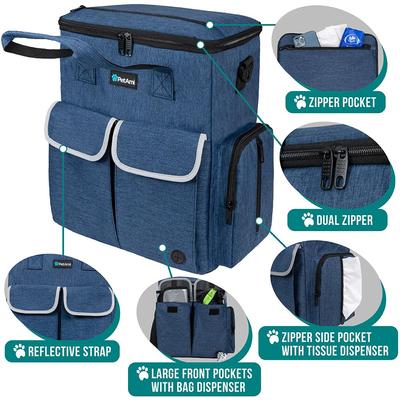 Show full view: PetAmi Pet Supplies Organizer Tote Dog & Cat Travel Bag, Heather Navy slide 4 of 9