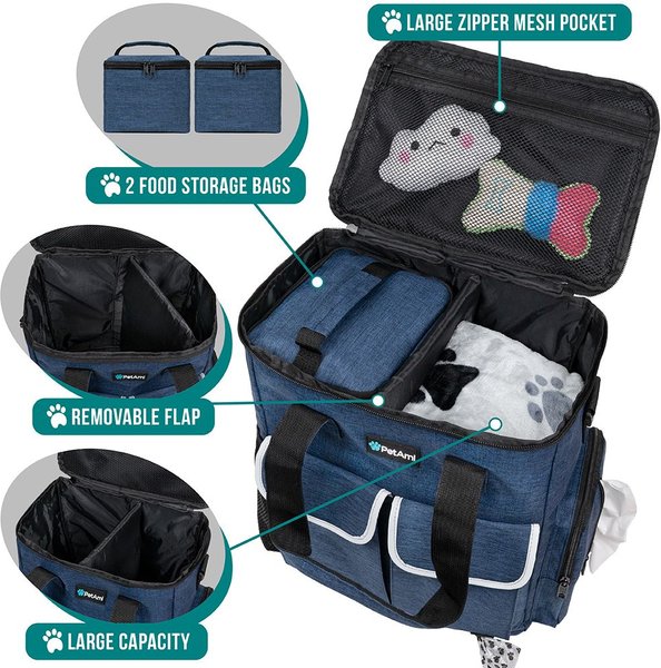 Show full view: PetAmi Pet Supplies Organizer Tote Dog & Cat Travel Bag, Heather Navy slide 5 of 8