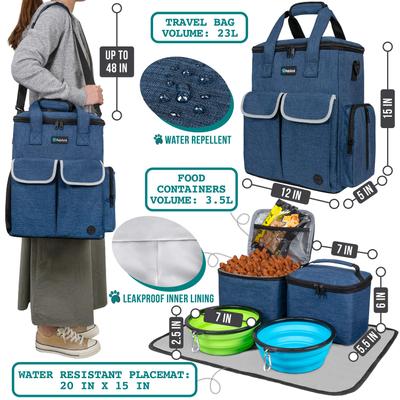 Show full view: PetAmi Pet Supplies Organizer Tote Dog & Cat Travel Bag, Heather Navy slide 3 of 9