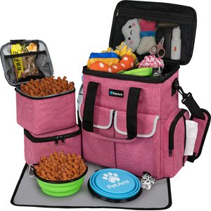 PetAmi Pet Supplies Organizer Tote Dog & Cat Travel Bag, Heather Pink