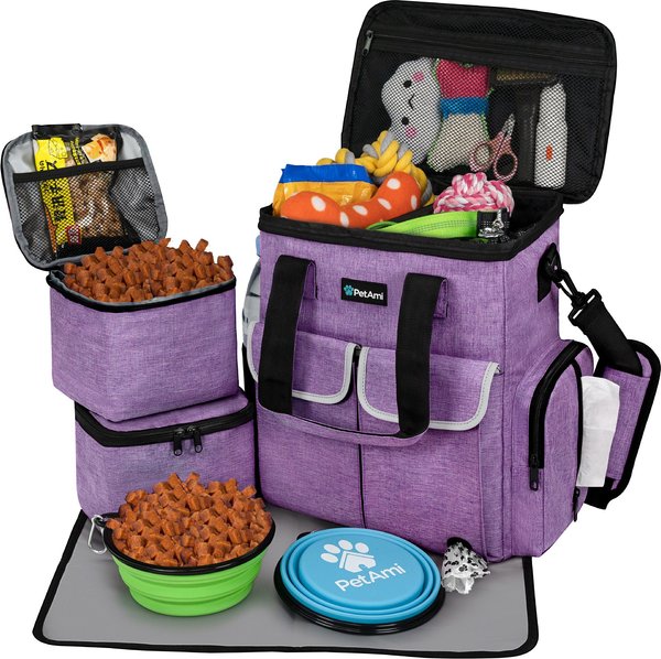 Show full view: PetAmi Pet Supplies Organizer Tote Dog & Cat Travel Bag, Heather Purple slide 1 of 8