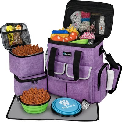 PetAmi PetAmi Pet Supplies Organizer Tote Dog & Cat Travel Bag, Heather Purple
