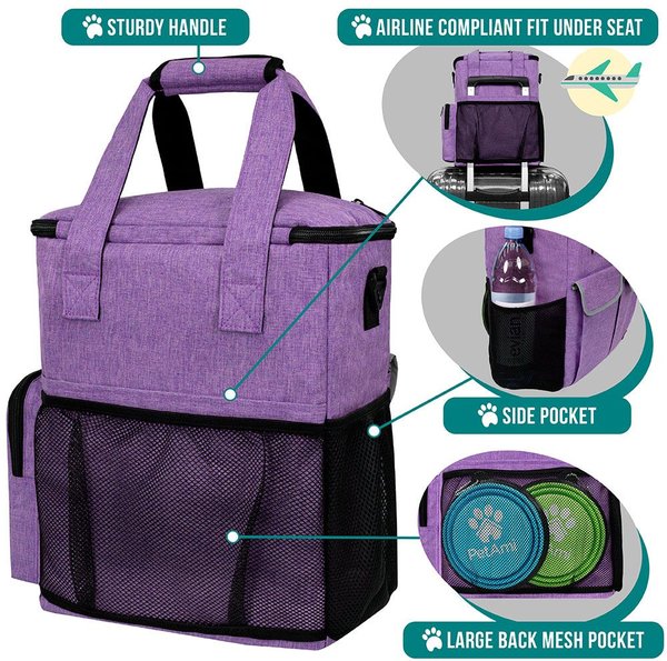 Show full view: PetAmi Pet Supplies Organizer Tote Dog & Cat Travel Bag, Heather Purple slide 4 of 8