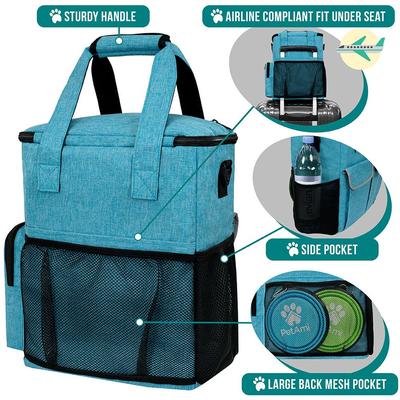 Show full view: PetAmi Pet Supplies Organizer Tote Dog & Cat Travel Bag, Sea Blue slide 5 of 9
