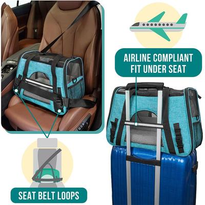 Show full view: PetAmi Premium Airline Approved Soft-Sided Dog & Cat Travel Carrier, Heather Blue, Large slide 7 of 10